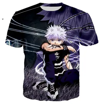 Anime Killua 3D Print T Shirt Vyrai/moterys Hard Rock Streetwear T-shirt HUNTER X HUNTER Hip-Hop Vyras Marškinėlius Drabužius Harajuku Viršūnės