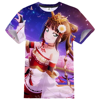 Anime Love Live 3D Print T-shirt Streetwear Sporto Atsitiktinis Marškinėlius Vyrų/ Moterų Hip-Hop Trumpas Rankovės Marškinėliai Mados Negabaritinių Viršų