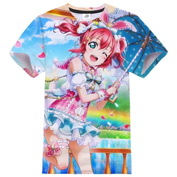Anime Love Live 3D Print T-shirt Streetwear Sporto Atsitiktinis Marškinėlius Vyrų/ Moterų Hip-Hop Trumpas Rankovės Marškinėliai Mados Negabaritinių Viršų