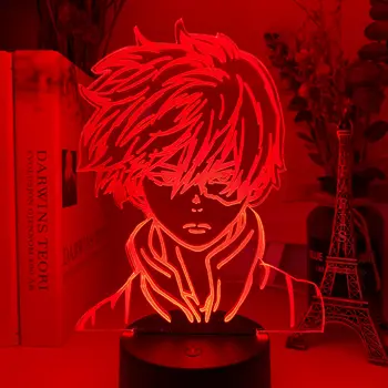 Anime Mano Herojus akademinės bendruomenės Shoto Todoroki reverso Dizaino Led Nakties Šviesos Lempos Vaikams, Vaikų Berniukų Miegamasis Dekoro Akrilo Stalo Lempa Dovana