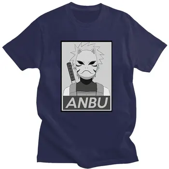 Anime T-Shirt Vasaros trumpomis Rankovėmis Medvilnė Vyrų Harajuku Animacinių filmų ANBU Kakashi Tops2021 Naują Atsitiktinis Palaidų T-shirt