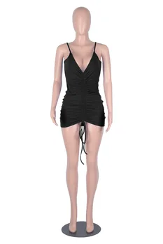 ANJAMANOR Seksualus Vasaros Raišteliu Mini Tvarstis Suknelės Moterims 2021 Klubas Dėvėti vientisos Spalvos Dirželis Bodycon Vestido D36-BF17