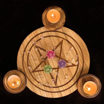 Astrologija Pentagram Medienos Žvakidė Stalo Pentacle Altoriaus Būrimą Priedai