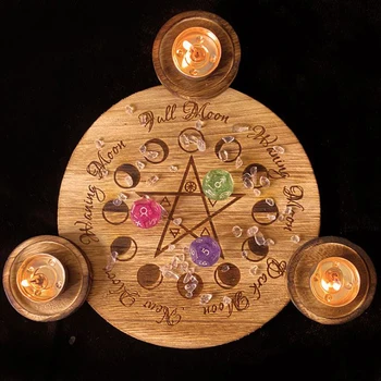 Astrologija Pentagram Medienos Žvakidė Stalo Pentacle Altoriaus Būrimą Priedai
