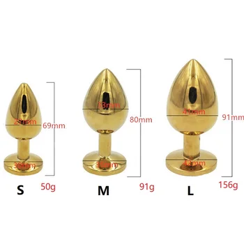 Aukso mažas vidutinis didelis 3 dydžiai nustatyti širdies sriegis Metalo Analinis granulės butt plug 12 papuošalai BDSM Sekso žaislas, skirtas vyras moteris