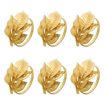 Aukso Spalvos Servetėlių Žiedai Nustatyti Lapai Servetėlių Žiedas Turėtojai, Dekoratyvių Servetėlių Sagtis Vestuves Vakarienė Kalėdų Stalo Dekoravimas