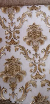 Aukso Tekstūros Vinilo Sienos Popieriaus Kambarį Namų Dekoro 3d prabangių tapetų Ritinį Dryžuotas Damask Wallcovering