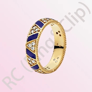 Autentiškas 925 Sterlingas Sidabro Moterų Žiedai Mėlynos Juostelės & Akmenų Žiedas Širdies Graviruoti Žiedai Moterims 