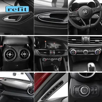Automobilių anglies stiliaus interjeras modifikacijos centrinis valdymo įtaisas, dekoratyviniai lipdukai Alfa Romeo giulia Stelvio