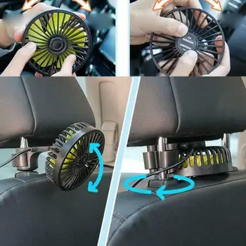 Automobilį Atgal Galinės Sėdynės atrama galvai 3 Greičio USB Ventiliatorius Oro Aušinimo Sunkvežimių Auto Ventiliatorius VISUREIGIS
