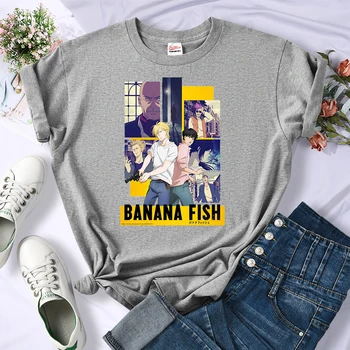 Bananų Žuvų Anime, Japonija Stilius Spausdinti Moterų Marškinėlius Hip-Hop Negabaritinių Viršūnės Vasarą Prekės Ženklo T Marškinėliai Atsitiktinis Negabaritinių Moteriški Marškinėliai