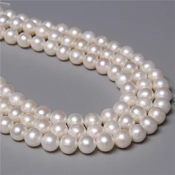 Bauda Elegantiškas AA Natūralių Gėlavandenių Perlų Balta Apvalūs Karoliukai Prarasti Perlų Papuošalai Priėmimo 