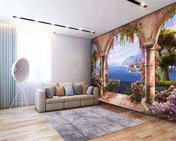 Beibehang Pasirinktinį fono paveikslėlį nuotrauka Romos skiltyje arch sea view 3d fonas, sienos, namo apdailos miegamojo kambarį 3d tapetai