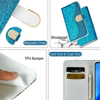 Blizgučiai Bling Flip Case for Samsung A21S 2020 Telefono dėklas Samsung 21 S A21 21S Piniginės Padengti 360 Apsaugoti Samsung Galaxy A21S