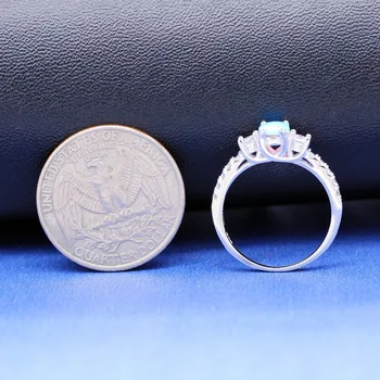 Blue Fire Opal Princesė Vestuves Žiedas 925 Sterlingas Sidabro kalnų krištolas Bauda Papuošalai Moterims, su dėžute 40% JZ104