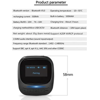 Bluetooth 5.0 Garso Siųstuvas, Imtuvas, Oled Ekranas aptxLl 3.5 Mm AuxJack Belaidžio ryšio Adapteris, skirtas Tv Car Pc