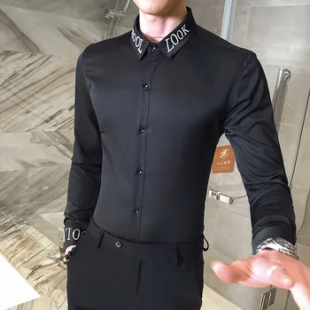 Britų Stiliaus Ponai Marškinėliai Suknelė Mados 2020 ilgomis Rankovėmis Vyrams, Atsitiktinis Marškinėliai Paprasta Slim Verslo Darbo Marškiniai Plius Dydis 5XL-S