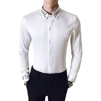Britų Stiliaus Ponai Marškinėliai Suknelė Mados 2020 ilgomis Rankovėmis Vyrams, Atsitiktinis Marškinėliai Paprasta Slim Verslo Darbo Marškiniai Plius Dydis 5XL-S