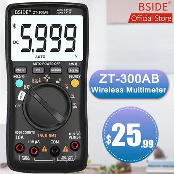 BSIDE ZT-300AB Belaidžio Skaitmeninis Multimetras True RMS Manual/Auto, Pradedant 6000 Skaičiuoja DMM Įtampa Talpa Temp Amp Ohm Diodas