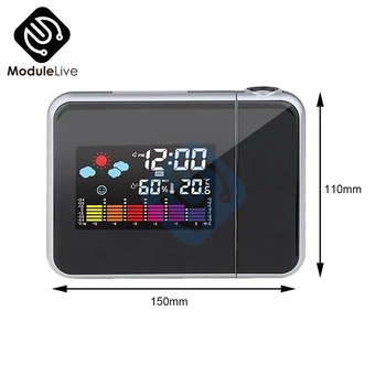 Creative Color LCD Digital Projection Alarm Clock Temperatūros Termometras, Drėgmės Drėgmėmačiu Stalas LED Laiko Projektorius Kalendorius