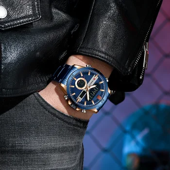 CURREN Vyrai Dizaineris Laikrodžiai Prabangių Laikrodžių Prekės ženklo Sporto Skaitmeniniai Laikrodžiai Daugiafunkcinis Elektroninis Laikrodis Vyrų Mėlyna