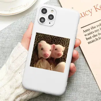 Cute Little Pink Naminių Kiaulių Telefono dėklas Skirtas iphone 12 11 Pro Max Mini XS 8 7 6 6S Plus X SE 2020 XR Candy baltas Silikoninis dangtelis