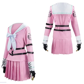 Danganronpa V3 Mtv Iruma Cosplay XS Apranga Anime Kostiumais Perukas Moterų Suknelės, Kostiumas Sailor Mokyklos Vienodos Trumpas Sijonas Rinkiniai