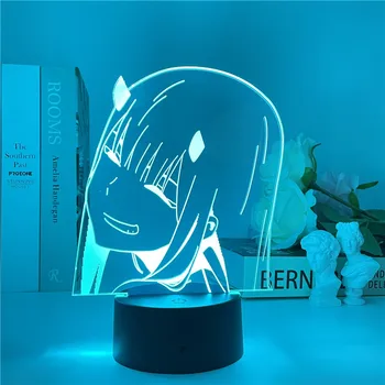 DARLING į FRANXX Nulis Du 3D LED Nakties Šviesos Japonijos Anime Vaikams, Kūrybos Dovana, Stalo, Stalo Lempa RGB Blykstės Režimas Spalva Mergina Mylėtojas