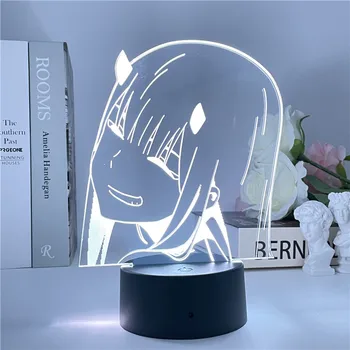 DARLING į FRANXX Nulis Du 3D LED Nakties Šviesos Japonijos Anime Vaikams, Kūrybos Dovana, Stalo, Stalo Lempa RGB Blykstės Režimas Spalva Mergina Mylėtojas