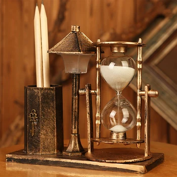Daugiafunkcis Dekoro Priedai Smėlio Laikrodis Miniatiūrinis Modelis, Rašiklio Laikiklis Nakties Žiburiai, Namų Dekoravimo Reikmenys Retro Dailė Ir Amatai
