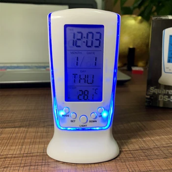 Daugiafunkcis Mėlynas Apšvietimas Skaitmeninis Laikrodis, Apšvietimas Kalendorius Temperatūros Termometras LCD Ekranas, Muzikos Varpelių Žadintuvas