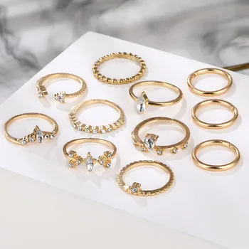 DAXI Boho Fashion Gold Crystal Žiedai Moterims Bohemijos Žiedai korėjos Žiedas Geometrinis Žiedas MOTERIŠKI Žiedai, Papuošalai, Dovanos