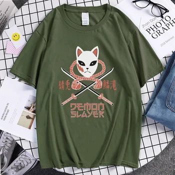 Demon Slayer -Sabito Spausdinimo Žmogus T Shirts Derliaus Patogūs Drabužiai Negabaritinių O-Kaklo vyriški T-Shirt Reguliariai Sleeve T-Shirts