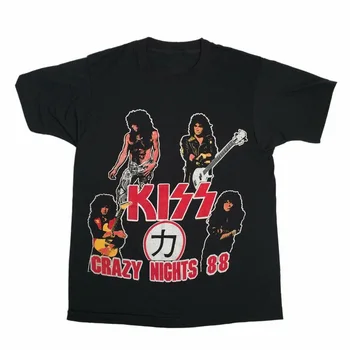 Derliaus Kiss Crazy Nights T-Shirt 1988 M. Gene Simmons Ted Nugent Kelionių Marškinėliai Naujas Unisex Juokingi Marškinėliai, Topai
