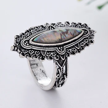 Didelis Ovalo formos Boho Žiedai Moterims Senovinių Akmens, Metalo Vestuvinis Žiedas Vintgae Papuošalai Bohemijos Anillos Mujer Piršto Žiedą D5C221
