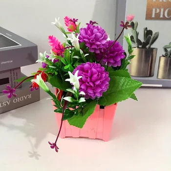 Dirbtinis Hydrangea Gėlės Vazonuose Dekoro Susitarimą Šilko Drugelių Orchidėja su Puodą, Namų Puošimas, Vestuvių Papuošimas