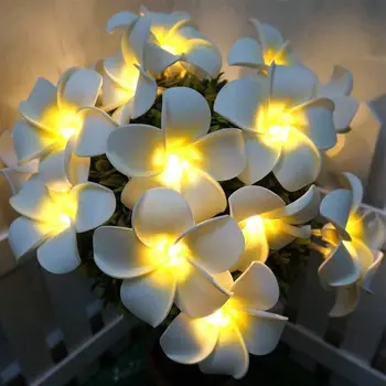 Dirbtinis Plumeria String Šviesos Putų Frangipani LED Pasakų Žibintai, Baterija Kiaušinių Gėlių Lempos, Miegamojo Vestuves Plaukų Puošimas