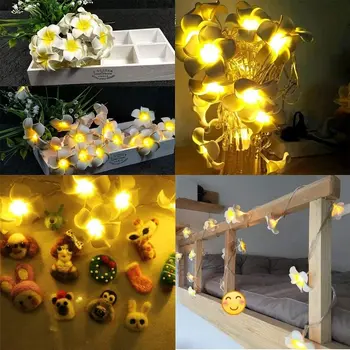 Dirbtinis Plumeria String Šviesos Putų Frangipani LED Pasakų Žibintai, Baterija Kiaušinių Gėlių Lempos, Miegamojo Vestuves Plaukų Puošimas