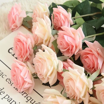 Dirbtinių Rožių Žiedai Audinio, Šilko Netikrą Gėlių Nekilnojamojo Touch Namų Vestuvių Dekoratyvinis Modeliavimas Gėlės