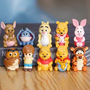 Disney 10piece Animacinių filmų Mikė Pūkuotukas Veiksmų Skaičius, Žaislų Pooh Bear Tigras Eeyore Paršelių Veiksmų Skaičius, Lėlės Žaislas Dovanos Vaikams