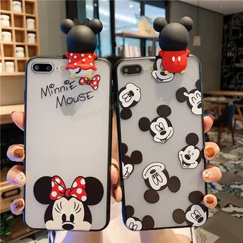 Disney Mobiliojo Telefono Dangtelį Anti-drop Mickey Minnie Mouse Telefono dėklas Minkšto Silikono Mielas Animacinių filmų Shell Telefono 