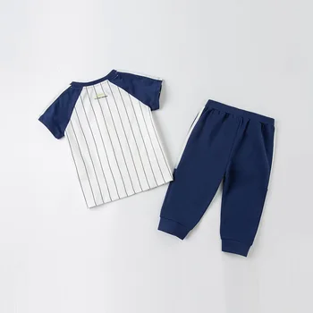 DKY17305 Dave bella vasarą vaikai berniukas 5Y-13Y dryžuotas raštas drabužių rinkiniai vaikams laisvalaikio kostiumai bamblys kūdikių drabužiai berniukams apranga