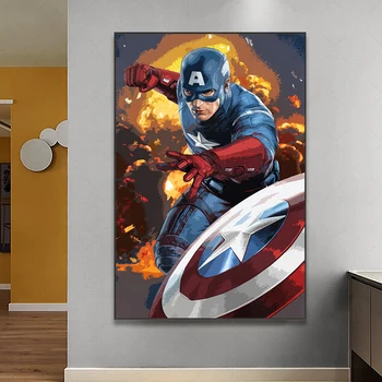 Drobė Nuotrauką Kapitonas Amerika Pop Meno Pavyzdys - Marvel Keršytojas Plakatas Superhero Sienos Meno Tapybos Drobės Namų Dekoro