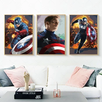 Drobė Nuotrauką Kapitonas Amerika Pop Meno Pavyzdys - Marvel Keršytojas Plakatas Superhero Sienos Meno Tapybos Drobės Namų Dekoro
