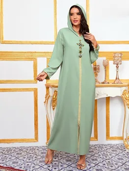 Dubajus Abaja Djellaba Kaftan marroqu diamante trenza Apdaila largo manga musulmn hiyab Maxi vestido tnica rabe islmica ropa