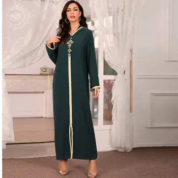 Dubajus Abaja Djellaba Kaftan marroqu diamante trenza Apdaila largo manga musulmn hiyab Maxi vestido tnica rabe islmica ropa