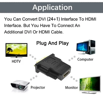 DVI 24+1 HDMI Adapteris Kabeliai 24k paauksuoti Kištuko Vyrų ir Moterų HDMI Į DVI Kabelis Konverteris, 1080P HDTV Projektoriaus Ekranas