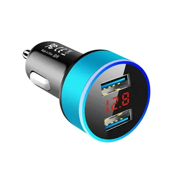 Dvigubas USB Automobilinis Įkroviklis Adapteris 3.1 Skaitmeninis LED Įtampos/Srovės Ekranas Auto Transporto priemonės, Metalo Įkroviklio Smart Telefonas/Tabletės