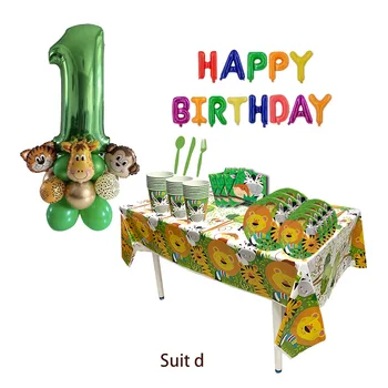 Džiunglių gyvūnų laimingas gimtadienio dekoro vaikai 