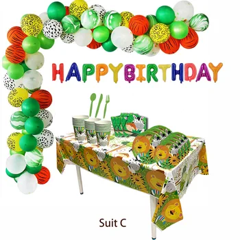 Džiunglių gyvūnų laimingas gimtadienio dekoro vaikai 